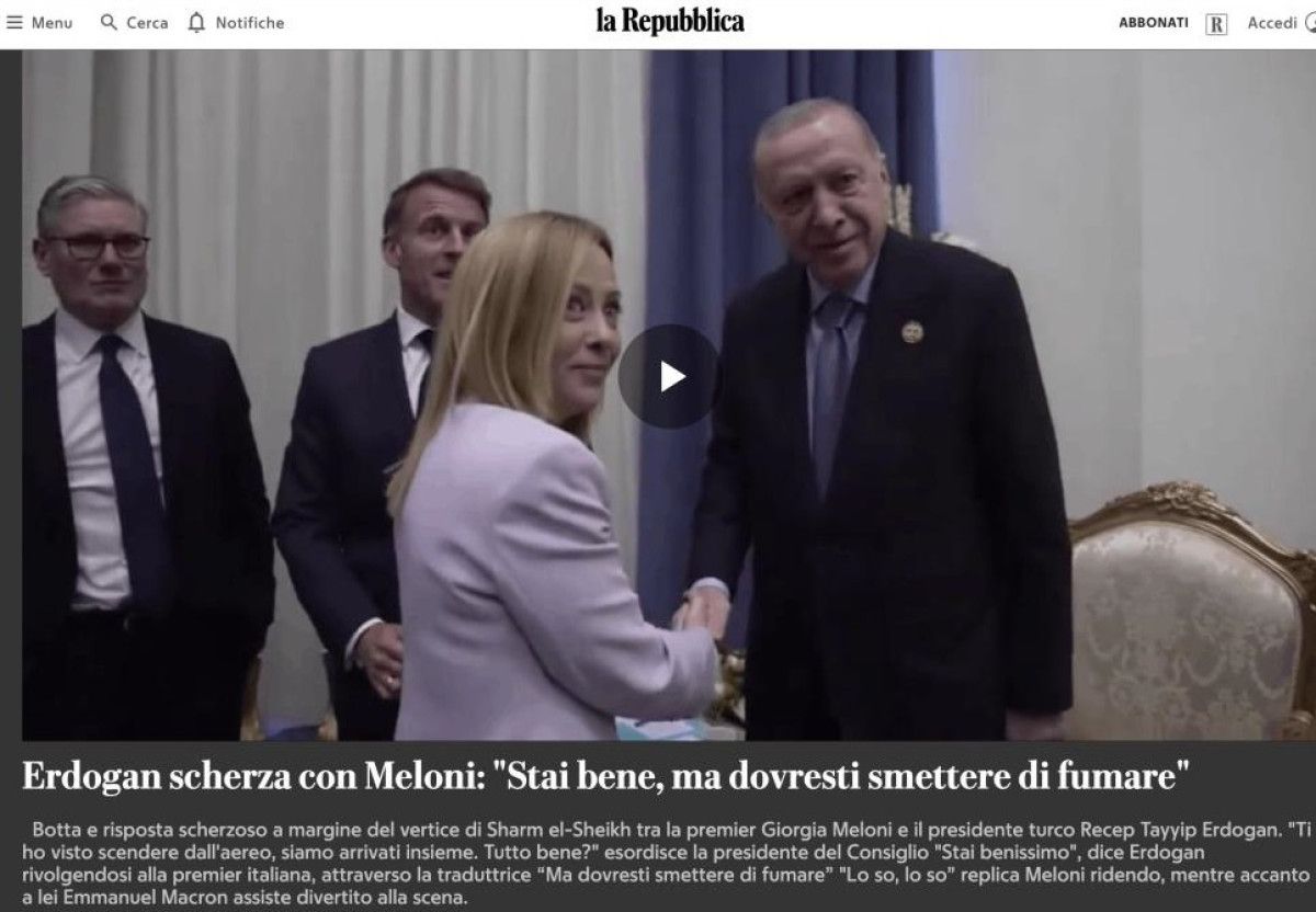 Cumhurbaşkanı Erdoğan’ın Meloni’ye sigara uyarısı İtalya’da gündem oldu