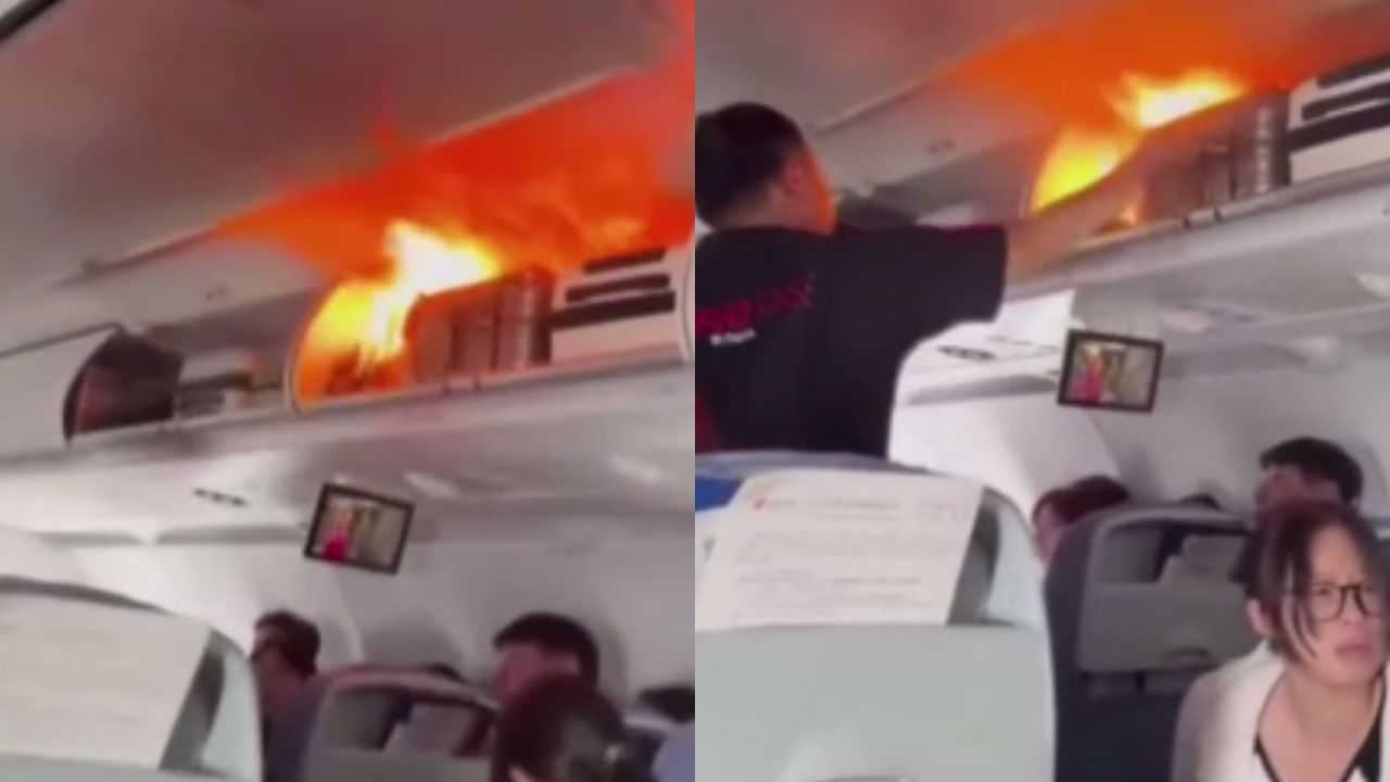 Havada korku dolu anlar! Uçak kabininde yangın çıktı